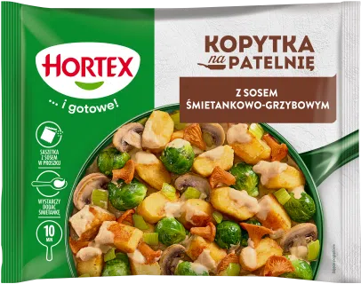 Kopytka na patelnię z sosem śmietanowo-grzybowym - Hortex